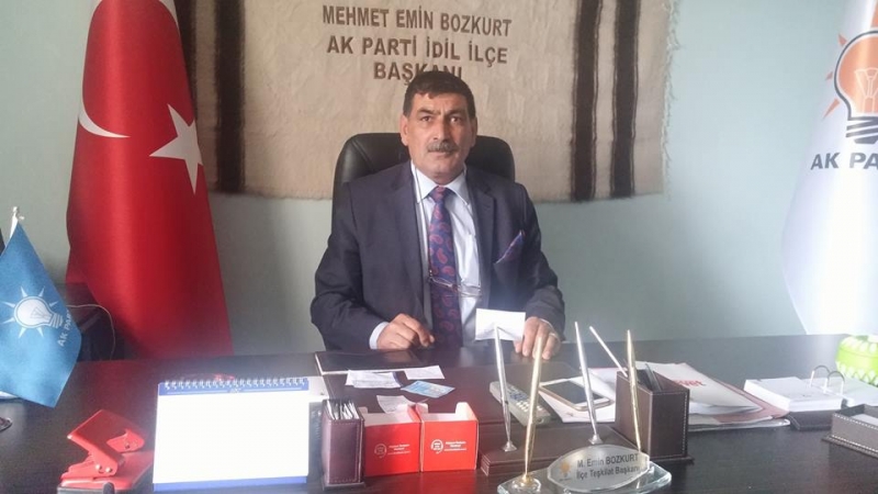 AK Parti idil İlçe Başkanı Mehmet Emin Bozkurt Görevinden İstifa Etti
