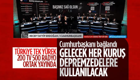 Cumhurbaşkanı Erdoğan 'Türkiye Tek Yürek' ortak yayınına bağlandı