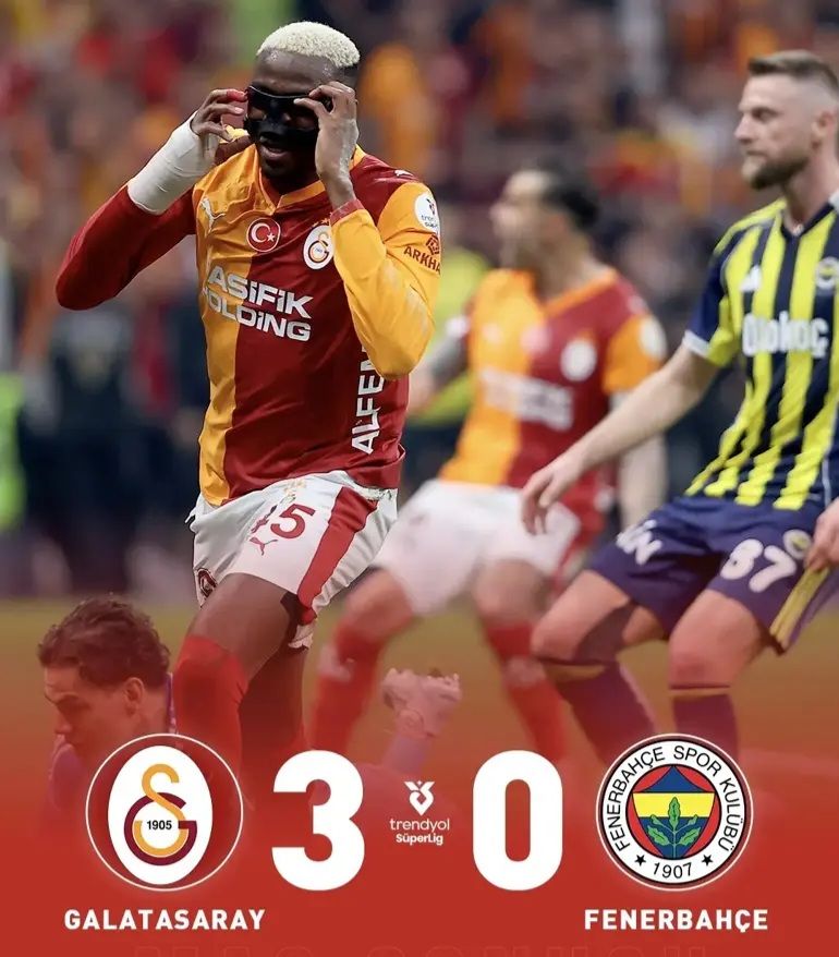 Galatasaray derbide Fenerbahçe'ye 3 attı