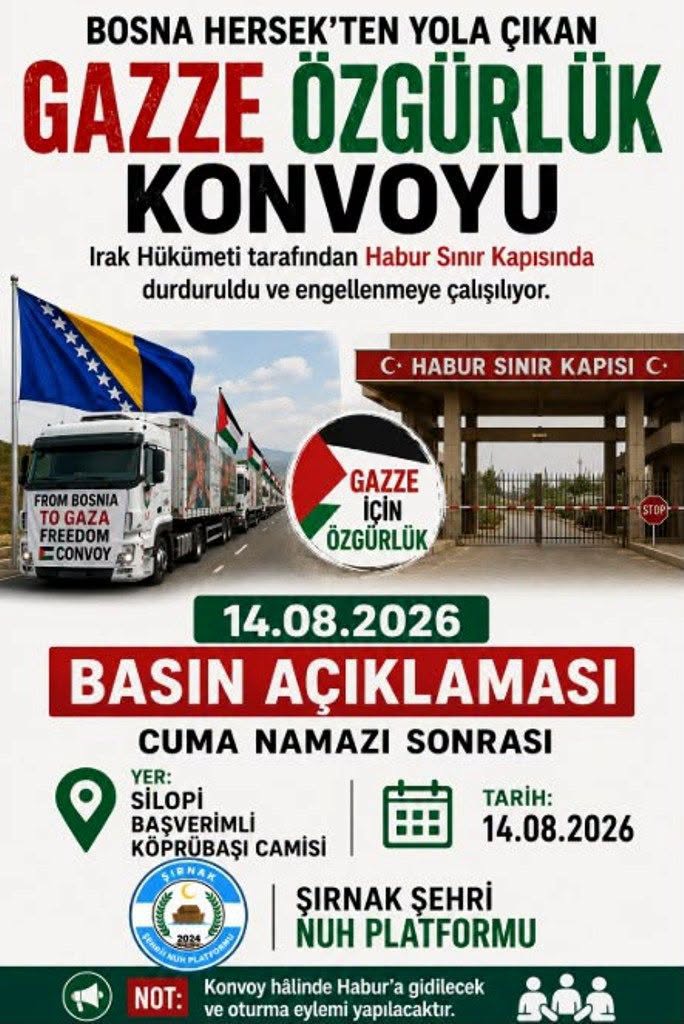  Şırnak Habur’a Yürüyor: Gazze İçin Sınır Kapısında Oturma Eylemi Yapılacak!