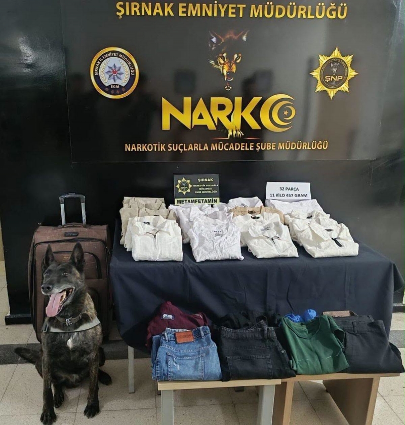 Şırnak'ta valizlerinde 11 kilo 457 gram uyuşturucu ele geçirilen yabancı uyruklu zanlı tutuklandı.
