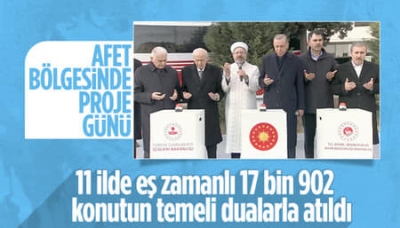 Asrın felaketinin 46'ncı gününde 11 ilde afet konutlarının temelleri atıldı