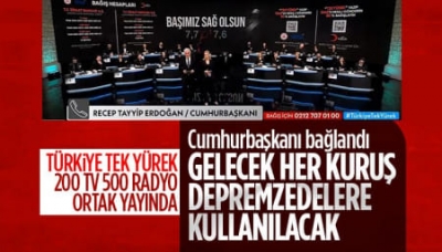 Cumhurbaşkanı Erdoğan 'Türkiye Tek Yürek' ortak yayınına bağlandı