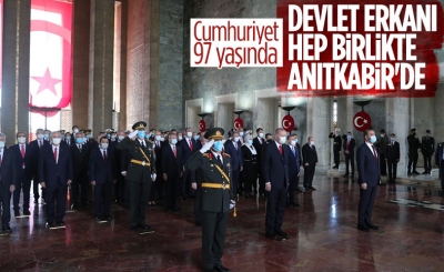 Cumhuriyet'in 97. yıl dönümünde devlet erkanı Anıtkabir'de