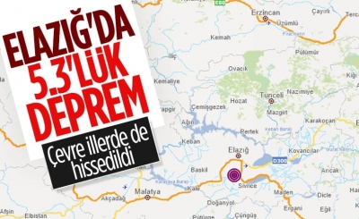 Elazığ'da 5.3 büyüklüğünde deprem