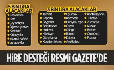 Esnafa verilecek hibe desteği Resmi Gazete'de