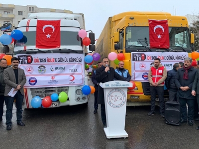 İdlib İçin Toplanan Yardım Yüklü Üç Tır  İdil’de Törenle Uğurlandı