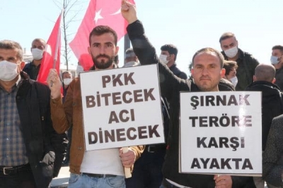 Şırnak'ta, Gara şehitleri için 'teröre lanet' yürüyüşü