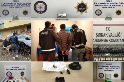 Şırnak'ta uyuşturucu ve kaçakçılık operasyonlarında 39 şüpheli gözaltına alındı
