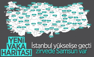 Türkiye'nin güncel haftalık vaka haritası