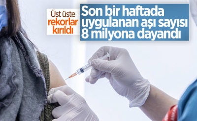 Ülke genelinde son bir haftada 7,7 milyon dozdan fazla koronavirüs aşısı uygulandı