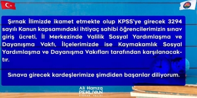 Vali Pehlivan: KPSS'ye Girecek Kardeşlerimize Şimdiden Başarılar Diliyorum